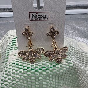 NWT Nicole Gold and Silver Butterfly Earrings